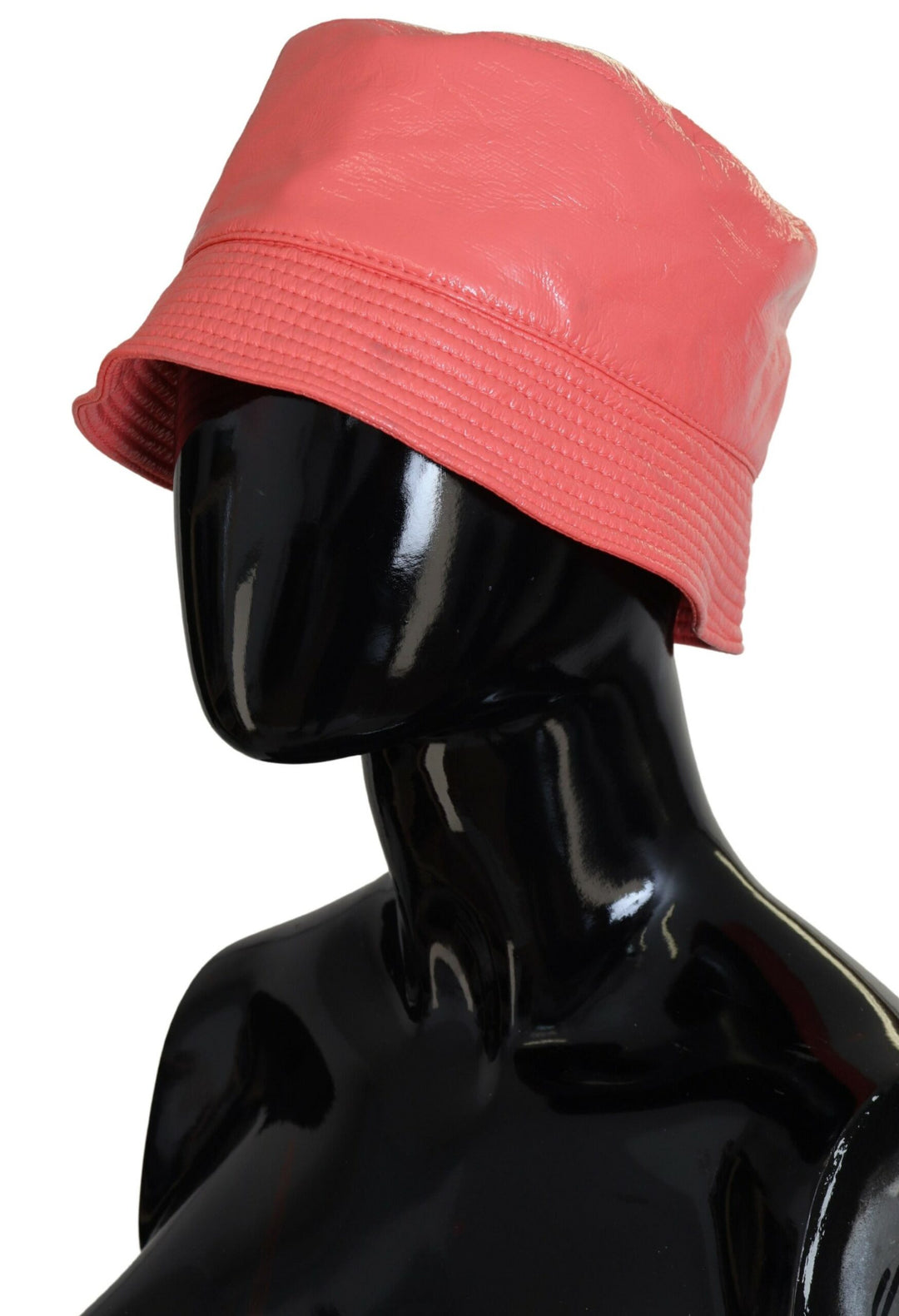 Dolce &amp; Gabbana Peach Quilted Faux Leather Women Bucket Cap Hat