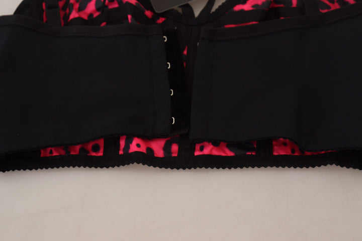 Dolce &amp; Gabbana Pink Leopard Print Cropped Bustier Corset Top