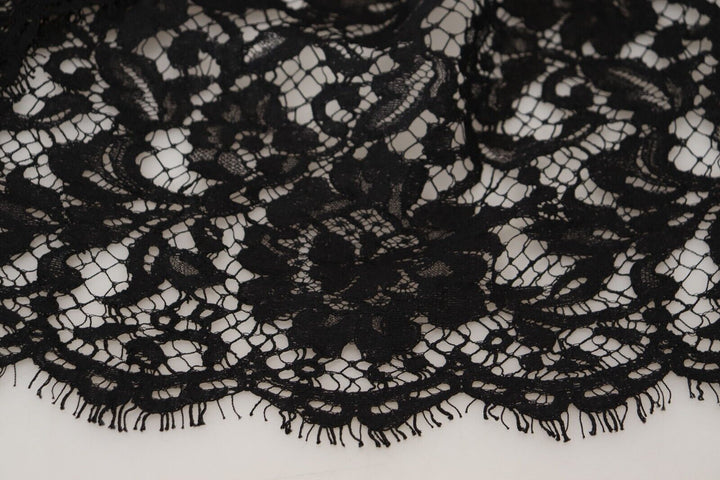 Dolce &amp; Gabbana Black Floral Lace Cotton Shift Mini Dress