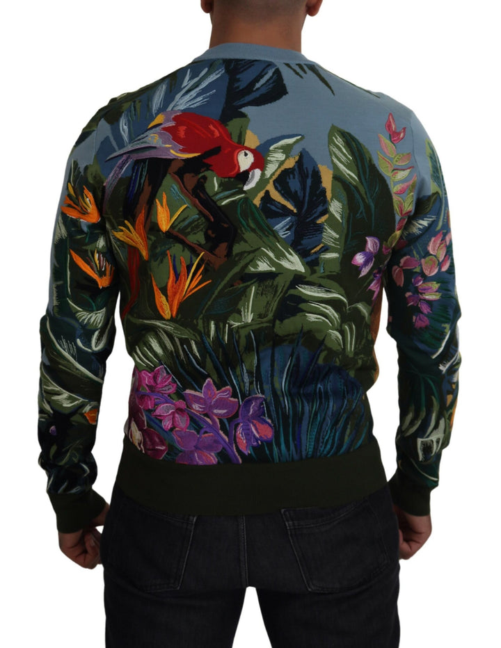 Dolce &amp; Gabbana Multicolor Jungle Wool Pullover Logo Sweater