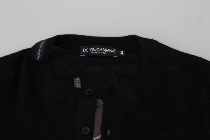 Dolce &amp; Gabbana Black Cashmere Button Pullover Sweater