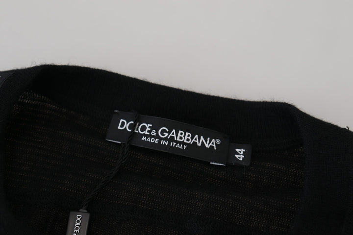 Dolce &amp; Gabbana Black Cashmere Button Pullover Sweater