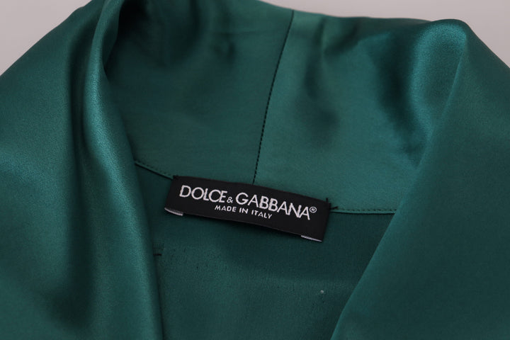 Dolce &amp; Gabbana Green Silk Waist Belt Robe Sleepwear
