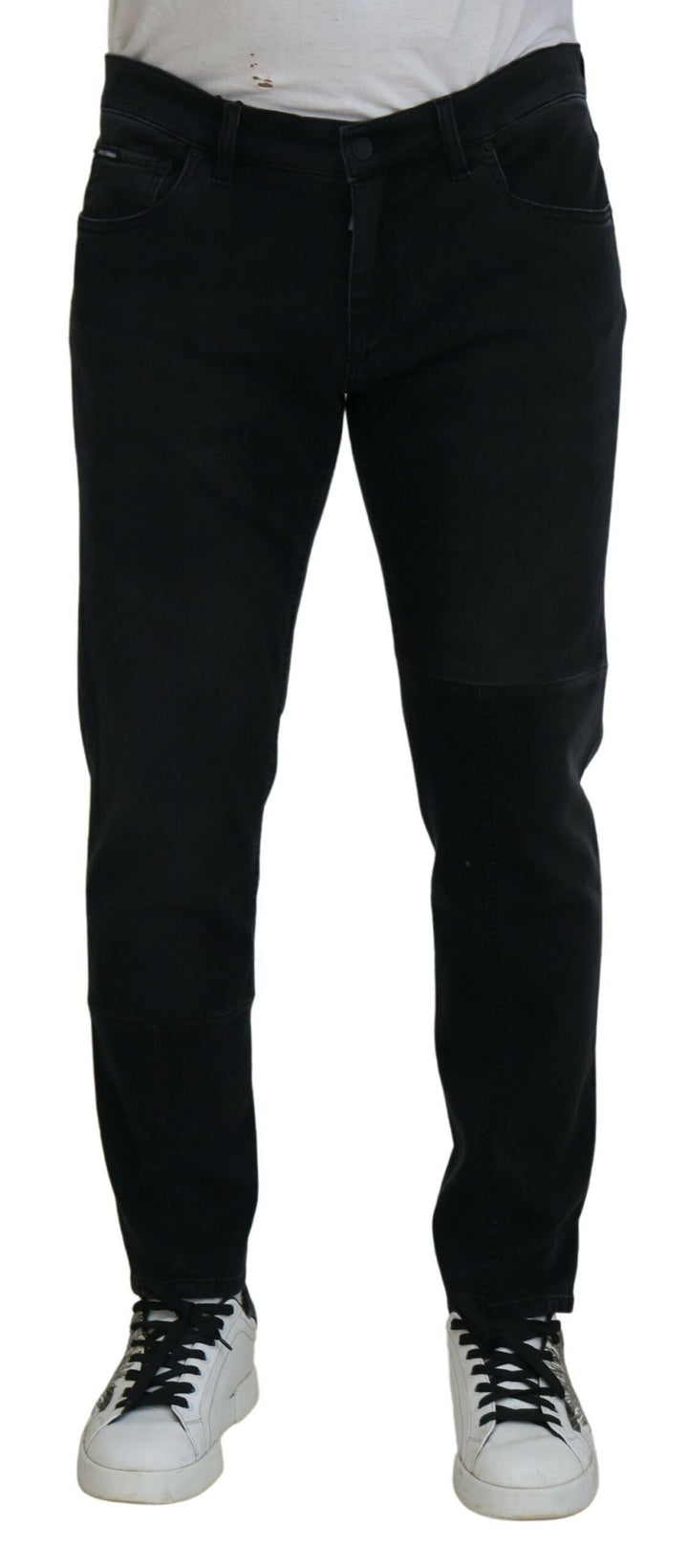 Dolce &amp; Gabbana Black Angel Embroidery Skinny Denim Jeans