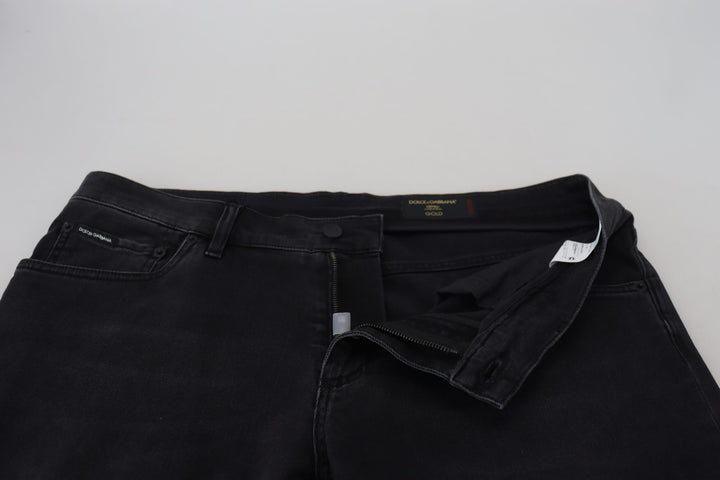 Dolce &amp; Gabbana Black Angel Embroidery Skinny Denim Jeans