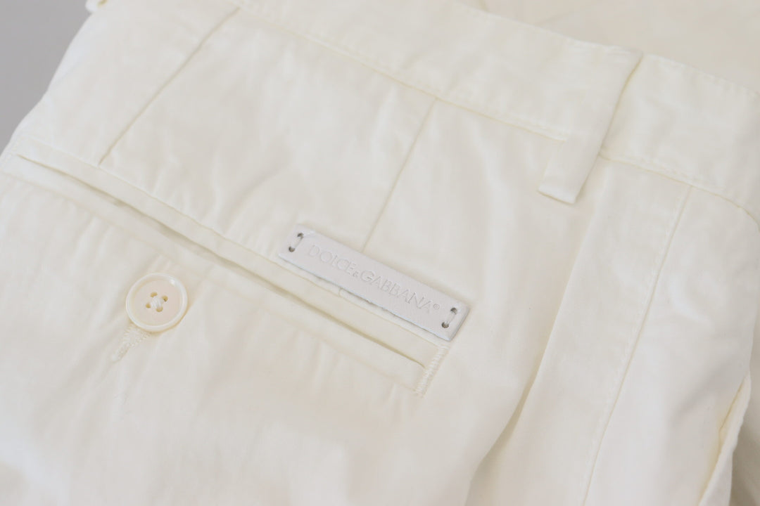 Dolce &amp; Gabbana White Cotton Skinny Chino Pants