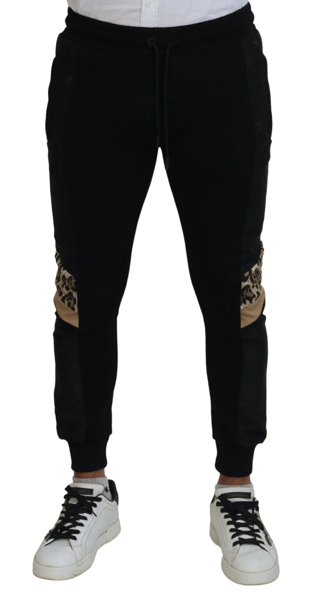 Dolce &amp; Gabbana Black Polyester Skinny Jogger Men Pants