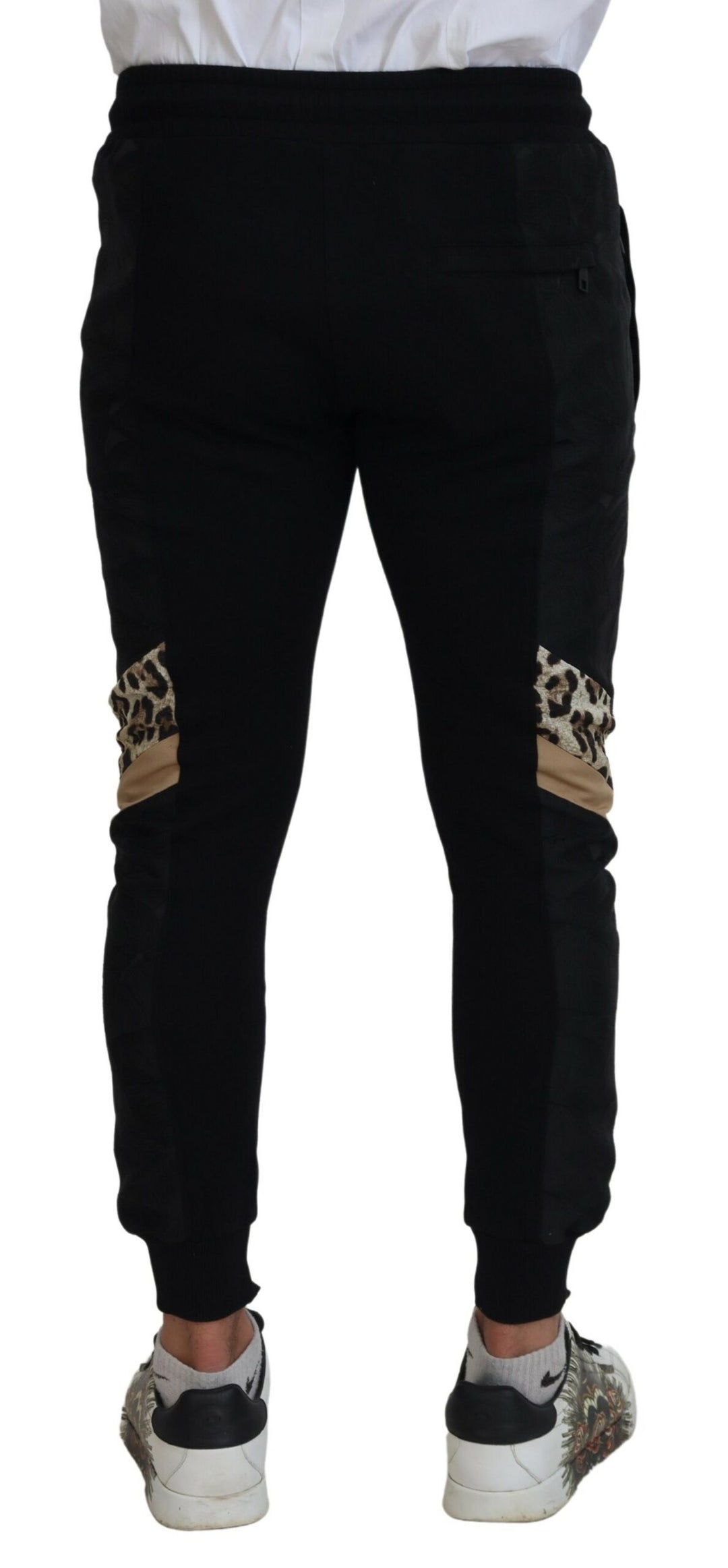 Dolce &amp; Gabbana Black Polyester Skinny Jogger Men Pants