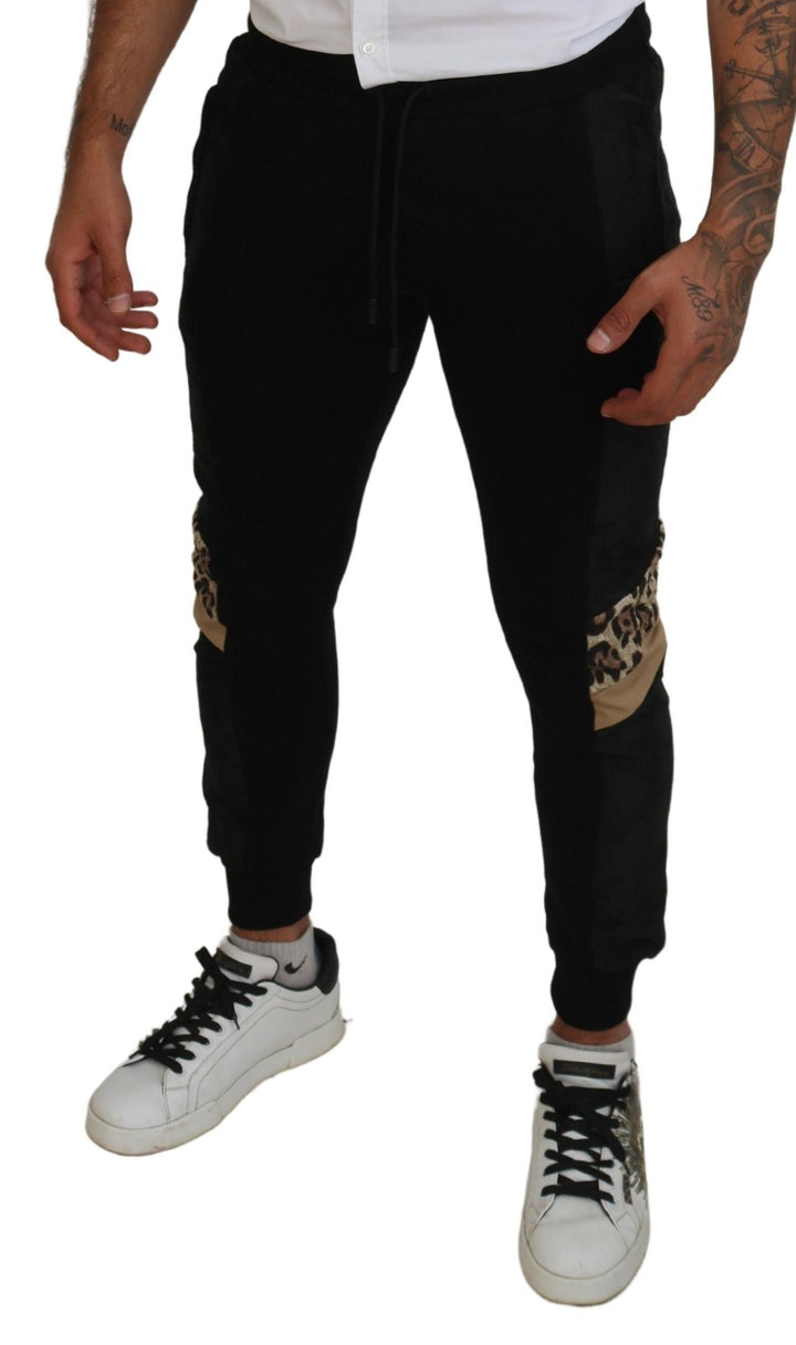 Dolce &amp; Gabbana Black Polyester Skinny Jogger Men Pants