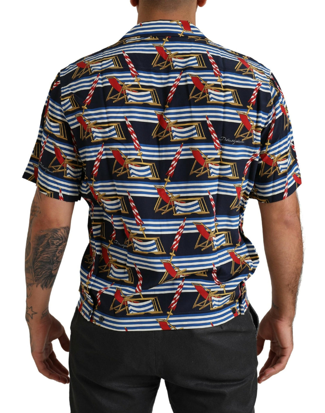 Dolce &amp; Gabbana Multicolor Beach Chair Short Sleeves Shirt