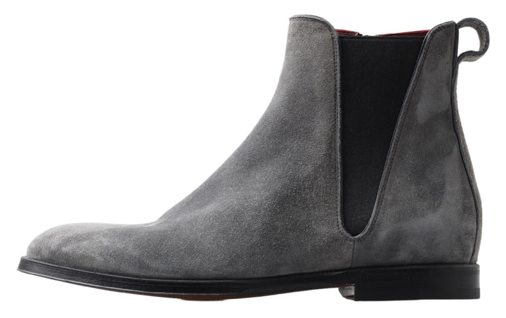 Dolce &amp; Gabbana Gray Leather Men Ankle Boots Shoes