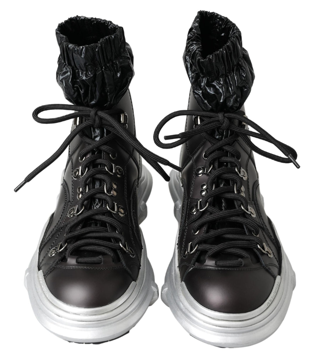 Dolce &amp; Gabbana Black Nylon Galileo High Top Sneakers Shoes