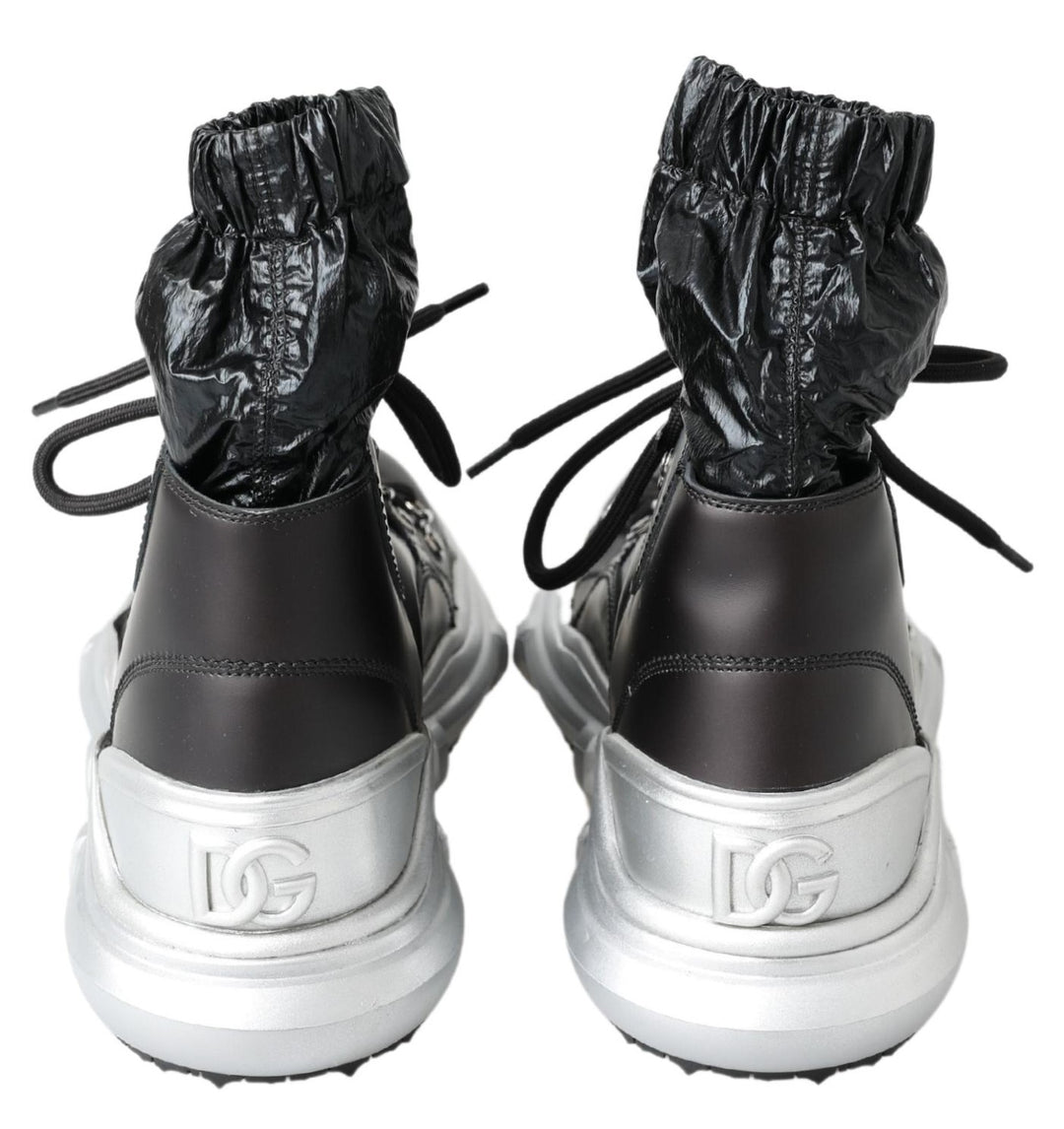Dolce &amp; Gabbana Black Nylon Galileo High Top Sneakers Shoes