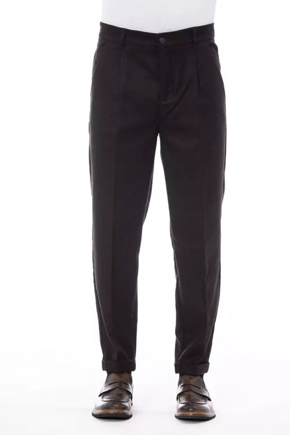 Pantalon homme en laine marron Alpha Studio