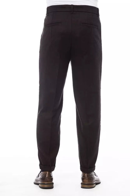 Pantalon homme en laine marron Alpha Studio