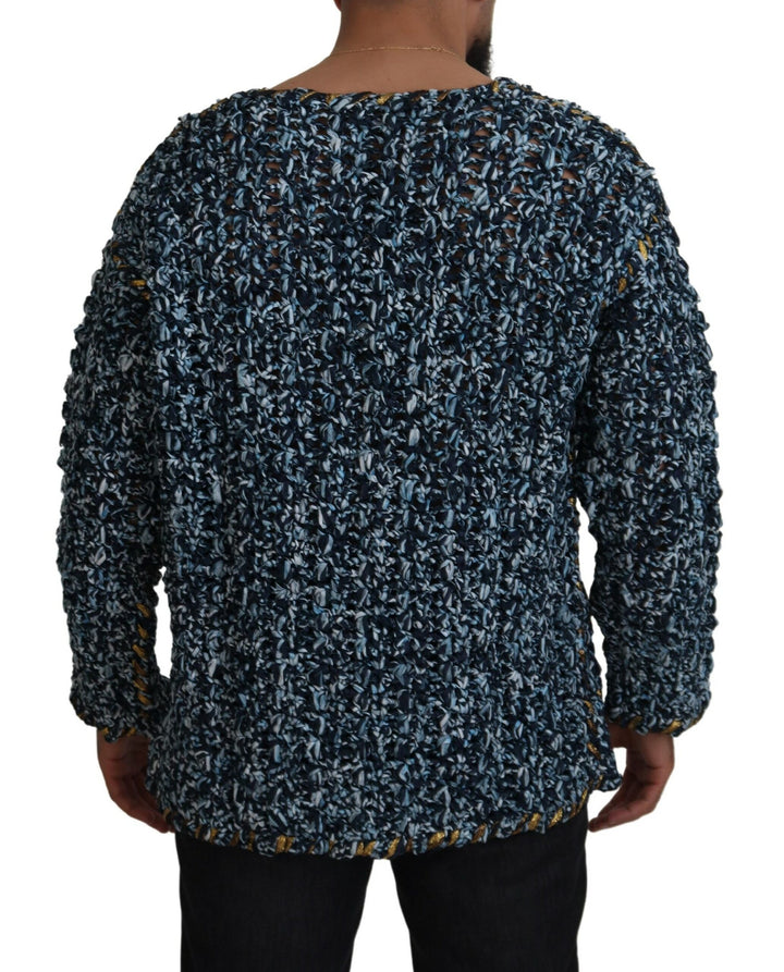 Dolce &amp; Gabbana Blue Button Cardigan Fatto A Mano Sweater