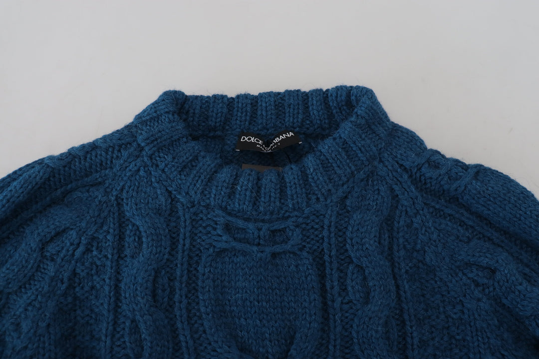 Dolce &amp; Gabbana Blue Knitted Wool Alpaca Pullover Sweater
