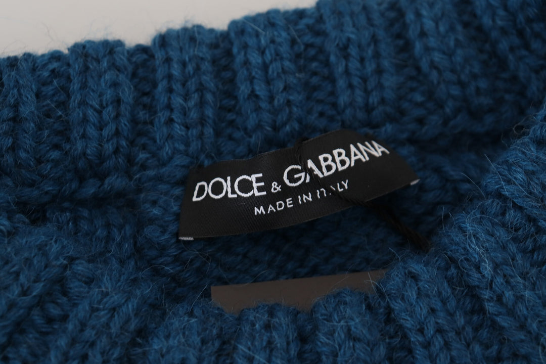 Dolce &amp; Gabbana Blue Knitted Wool Alpaca Pullover Sweater