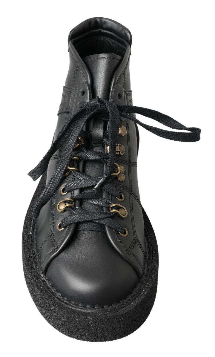 Dolce &amp; Gabbana Black Leather Slip on Stretch Boots