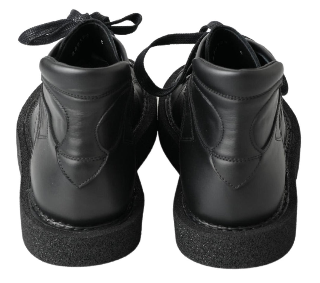 Dolce &amp; Gabbana Black Leather Slip on Stretch Boots