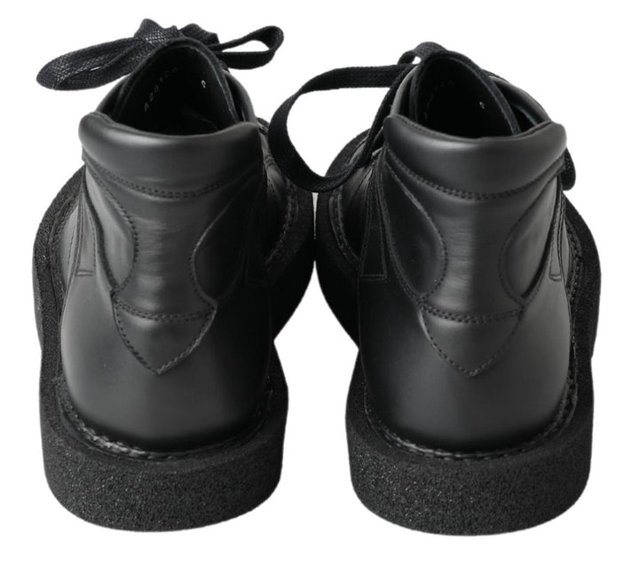 Dolce &amp; Gabbana Black Leather Slip on Stretch Boots