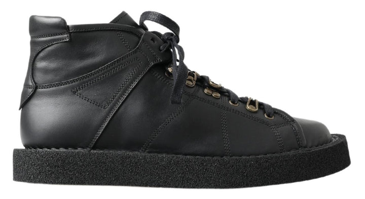 Dolce &amp; Gabbana Black Leather Slip on Stretch Boots