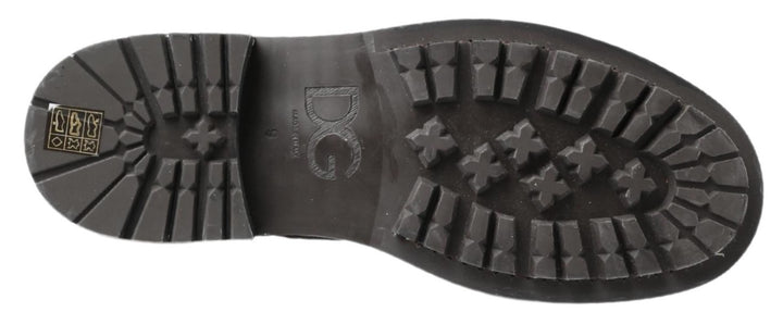 Dolce &amp; Gabbana Black Gray Leather Mid Calf Boots Shoes