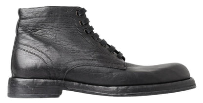 Bottes à lacets en cuir noir Dolce &amp; Gabbana Equisite