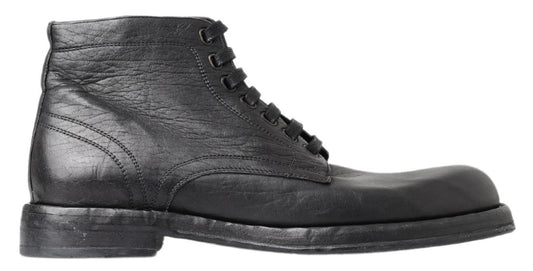 Bottes à lacets en cuir noir Dolce &amp; Gabbana Equisite