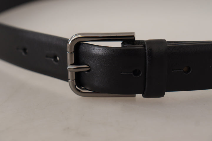 Ceinture classique élégante en cuir noir Dolce &amp;amp; Gabbana