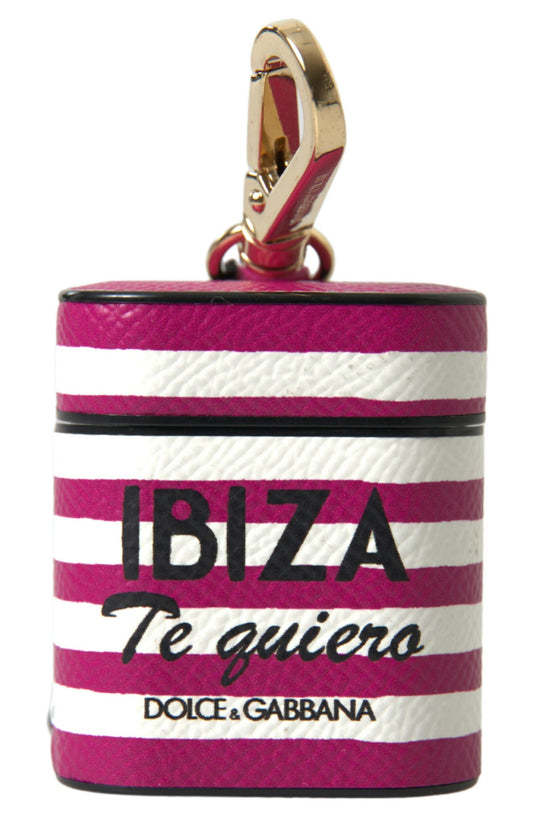 Étui pour Airpods en cuir fuchsia chic Dolce &amp; Gabbana