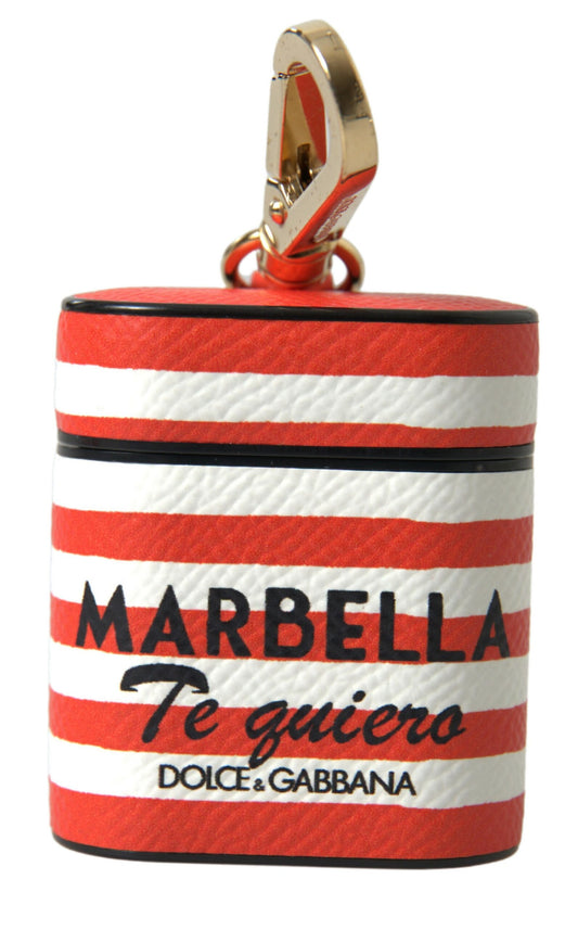 Étui pour Airpods en cuir à rayures orange Dolce &amp; Gabbana Chic