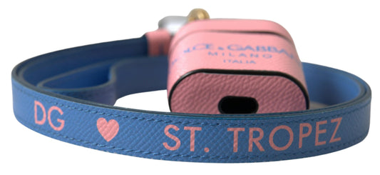 Étui pour Airpods Dolce &amp; Gabbana Chic en cuir de veau rose