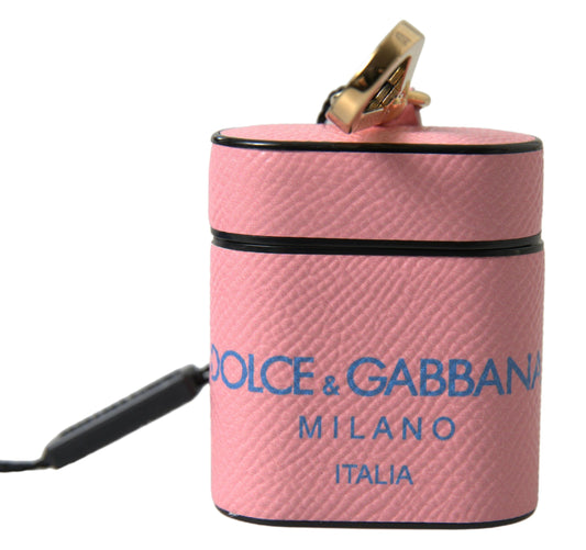Étui pour Airpods Dolce &amp; Gabbana Chic en cuir de veau rose
