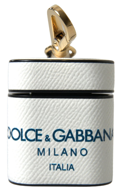 Estuche elegante de cuero para AirPods de Dolce &amp; Gabbana en blanco y azul