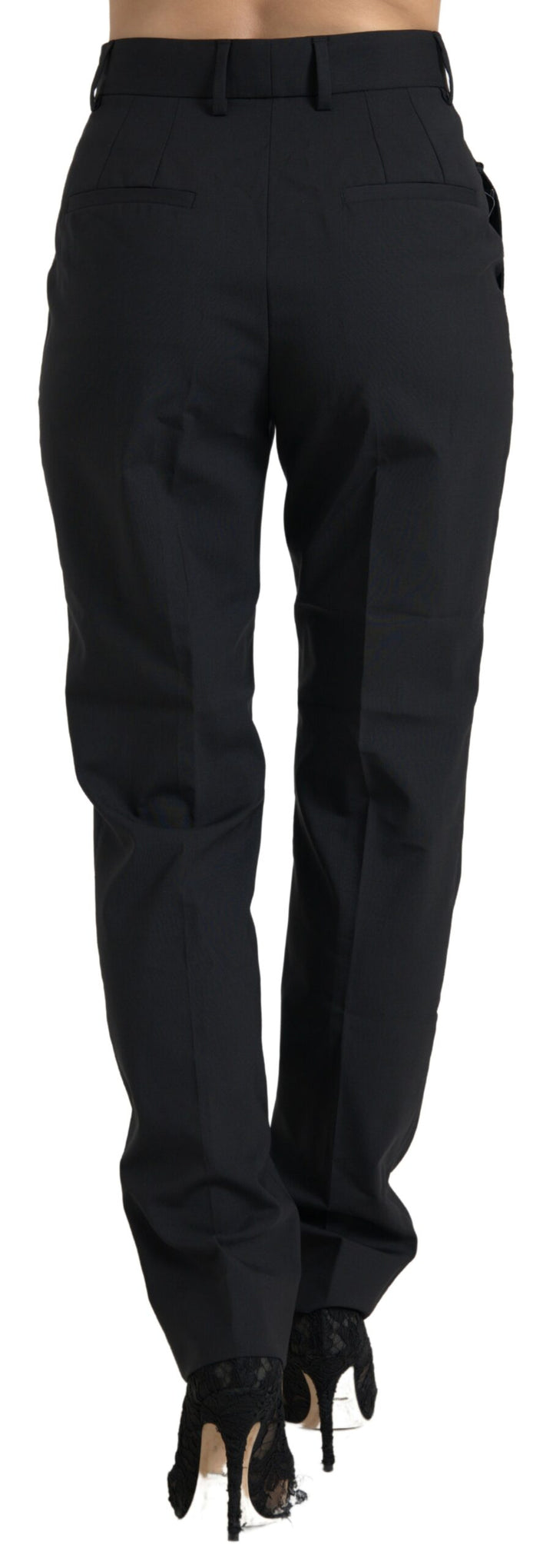 Dolce &amp; Gabbana Black Wool High Waist Tapered Pants