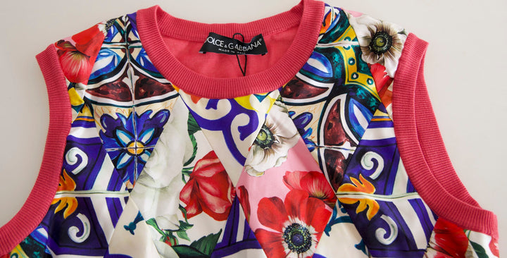 Dolce &amp; Gabbana Multicolor Majolica Floral Crew Neck Tank Top