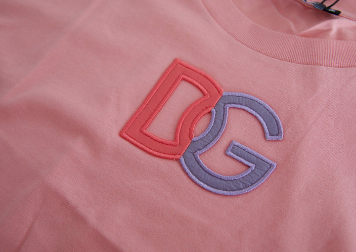 Dolce &amp; Gabbana Pink Cotton DG Logo Crew Neck Tank T-shirt