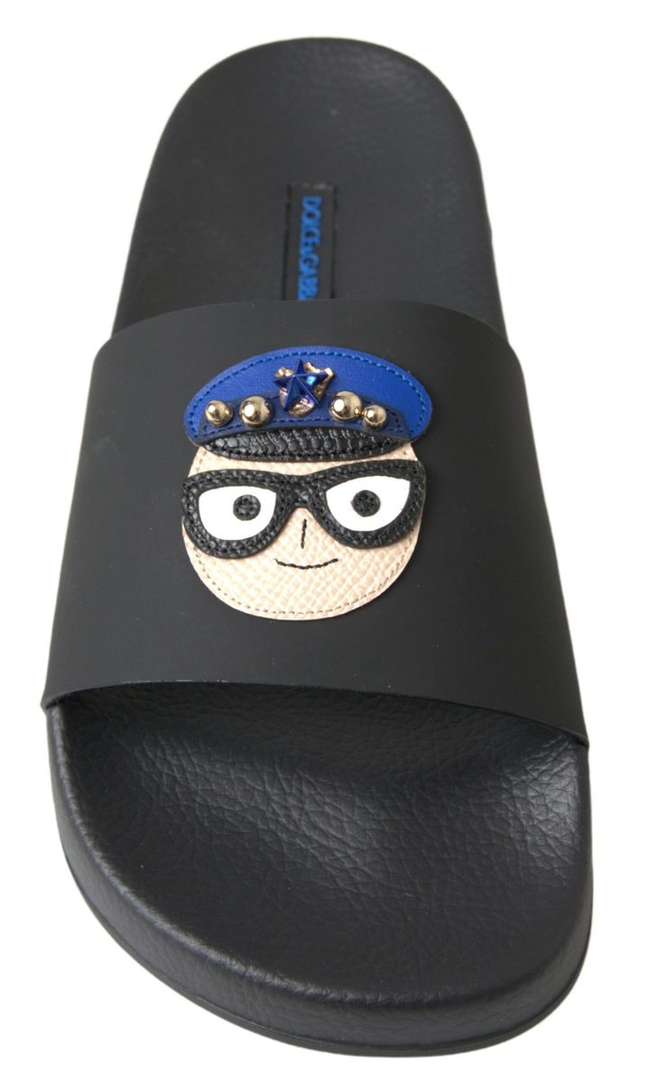 Sandales élégantes en cuir noir Dolce &amp;amp; Gabbana