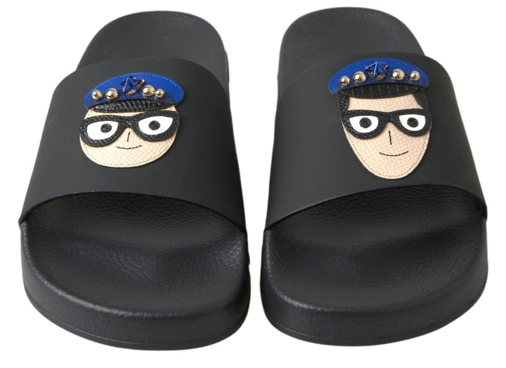 Sandales élégantes en cuir noir Dolce &amp;amp; Gabbana