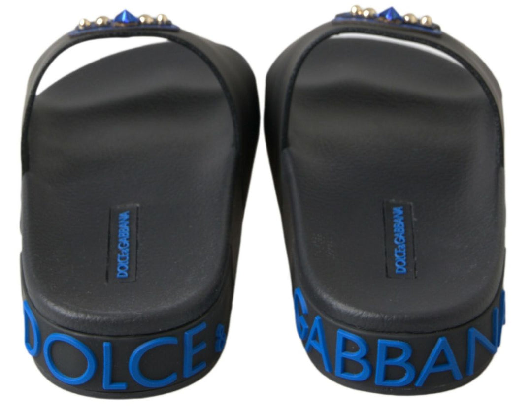 Sandales élégantes en cuir noir Dolce &amp;amp; Gabbana