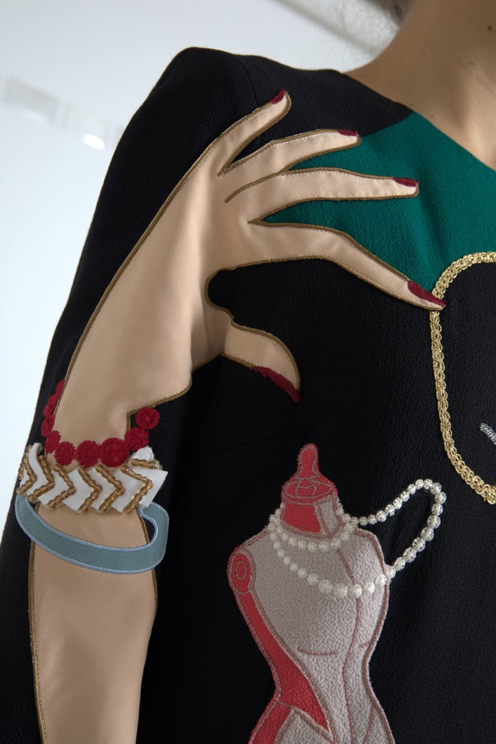 Dolce &amp; Gabbana Multicolor Long Sleeves A-line Maxi Dress