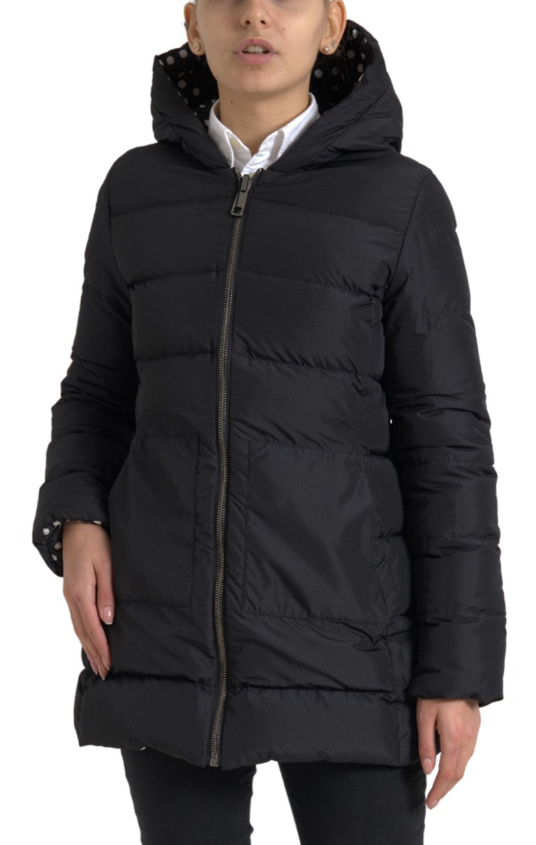 Dolce &amp; Gabbana Black Polyester Hooded Reversible Jacket