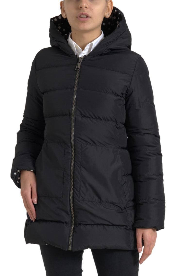Dolce &amp; Gabbana Black Polyester Hooded Reversible Jacket
