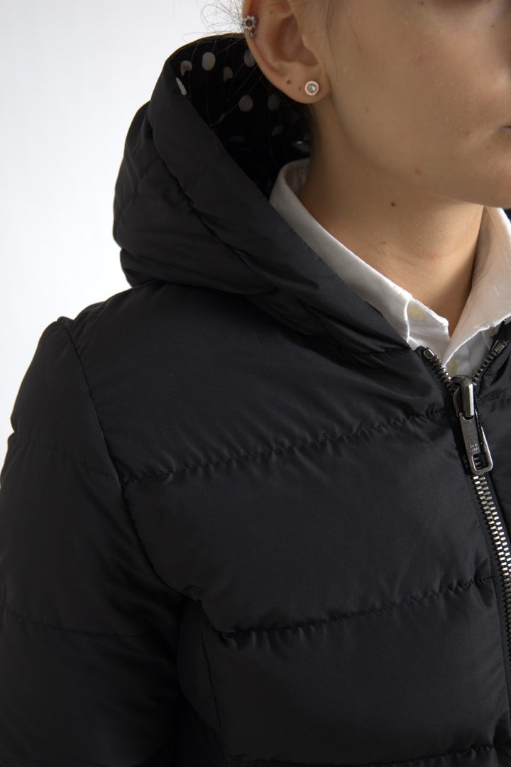 Dolce &amp; Gabbana Black Polyester Hooded Reversible Jacket
