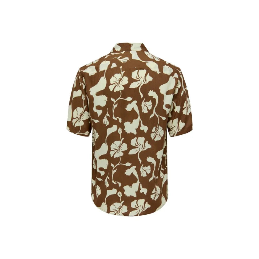 Only & Sons Brown Viscose Shortsleeve Shirt