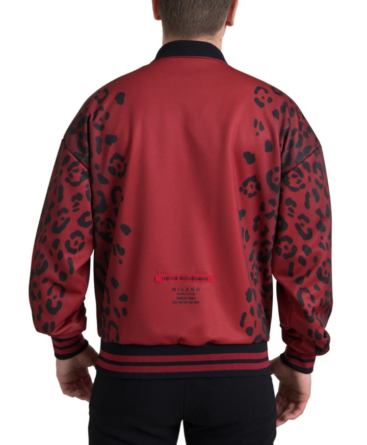 Chaqueta bomber con estampado de leopardo rojo de Dolce Gabbana Sensation