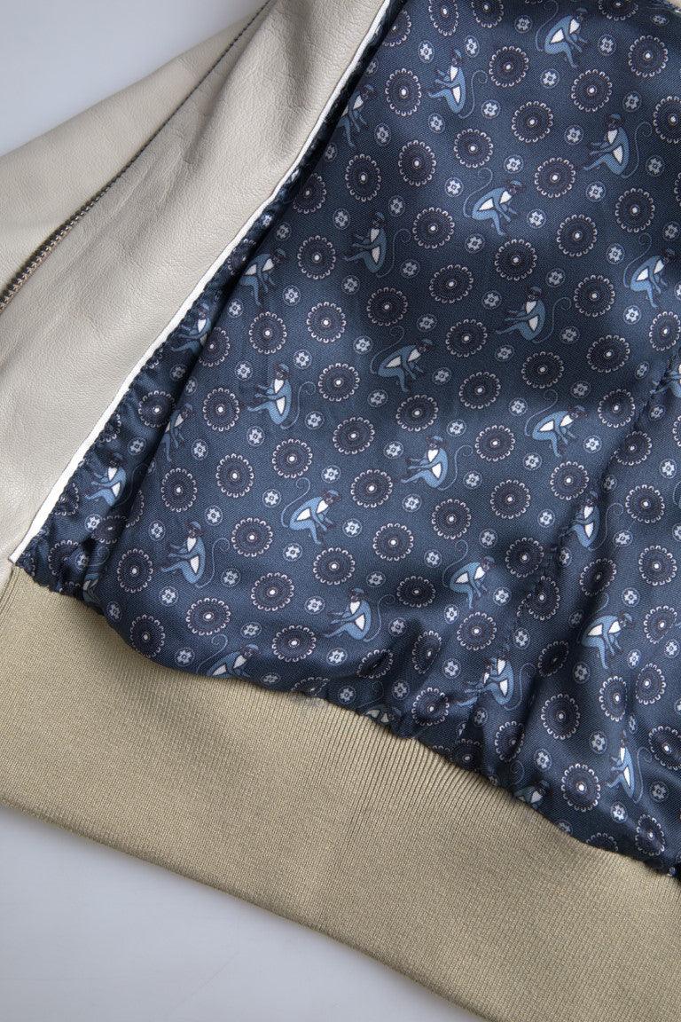 Chaqueta bomber de cuero color crema Dolce Gabbana Sensation