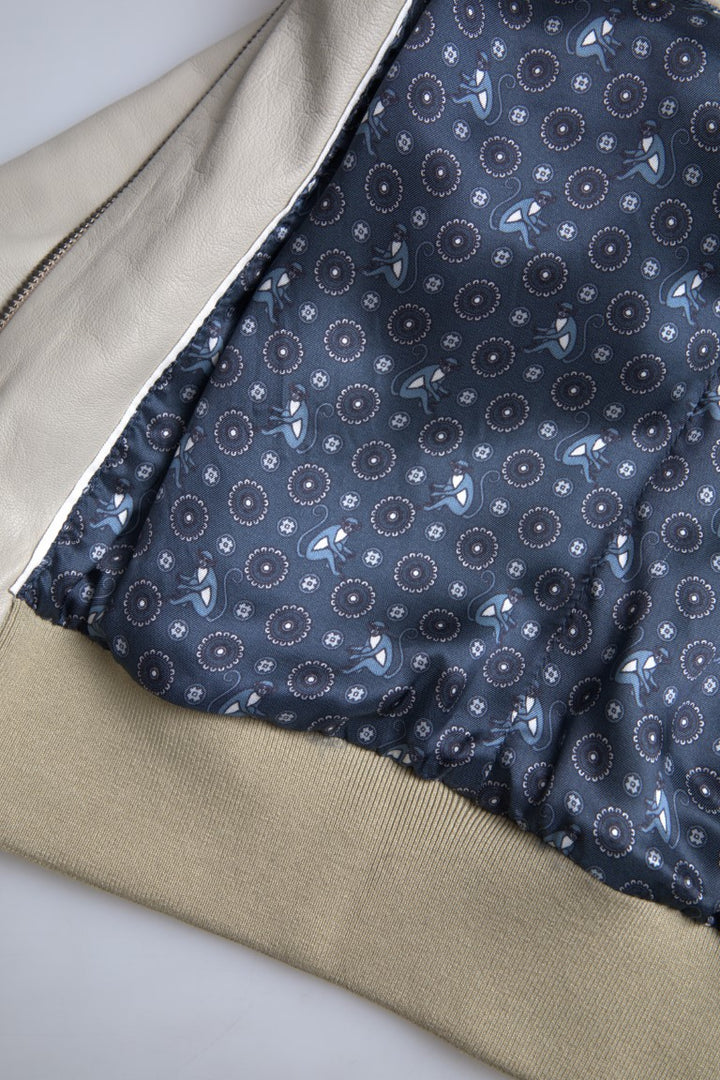 Chaqueta bomber de cuero color crema Dolce Gabbana Sensation