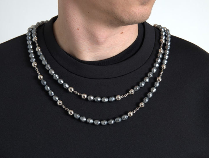 Dolce &amp; Gabbana Black Necklace Embellished Polyester T-shirt
